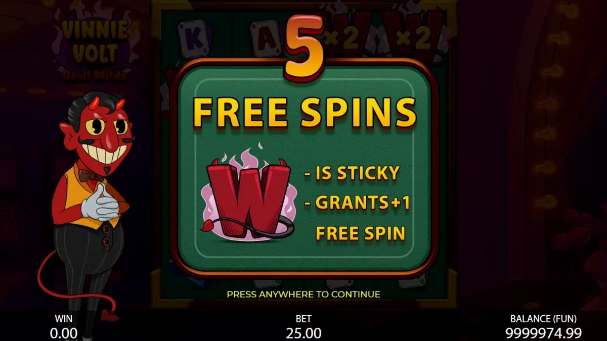 Vinnie Volt: Devil Wilds slot machine interface